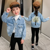 Children Girl Embellish Denim Jacket Autumn Children Fashion Tops