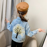 Children Girl Embellish Denim Jacket Autumn Children Fashion Tops