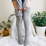 Winter Thick Knit Thigh High Socks Long Stockings Boot Knitted Socks over the Knee Lengthened Stockings