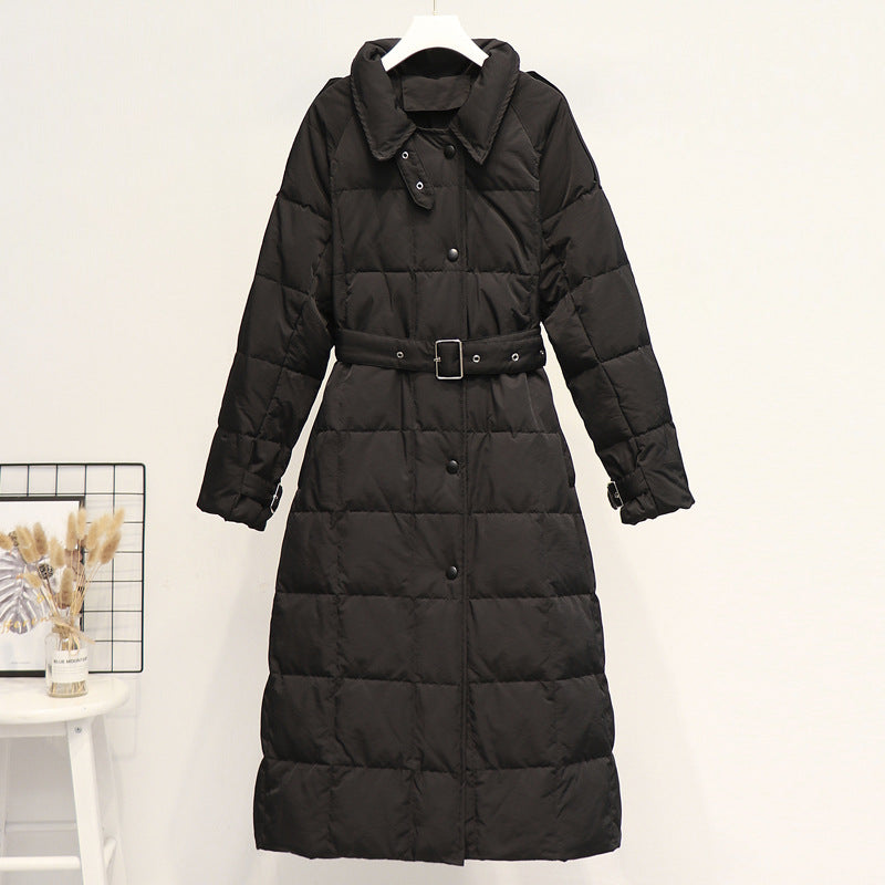 Women Winter Coats Puffer Jacket Down Coat Down Jacket Women's Mid-Length Loose Fitted Waist Turn-down Collar Winter Clothes