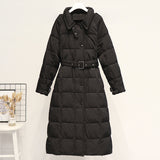 Women Winter Coats Puffer Jacket Down Coat Down Jacket Women's Mid-Length Loose Fitted Waist Turn-down Collar Winter Clothes