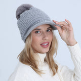 Women Winter Hats Women's Autumn and Winter Fleece-Lined Thickened Knitted Hat Soft Warm