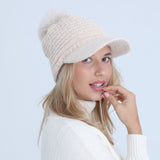 Women Winter Hats Women's Autumn and Winter Fleece-Lined Thickened Knitted Hat Soft Warm