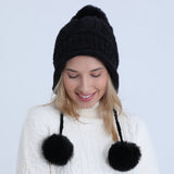 Women Winter Hats Winter Fleece-Lined Knitted Hat Fashionable Warm Hat