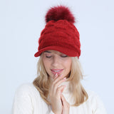 Women Winter Hats Autumn and Winter Peaked Cap Knitted Wool Keep Warm Hat