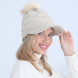 Women Winter Hats Autumn and Winter Peaked Cap Knitted Wool Keep Warm Hat