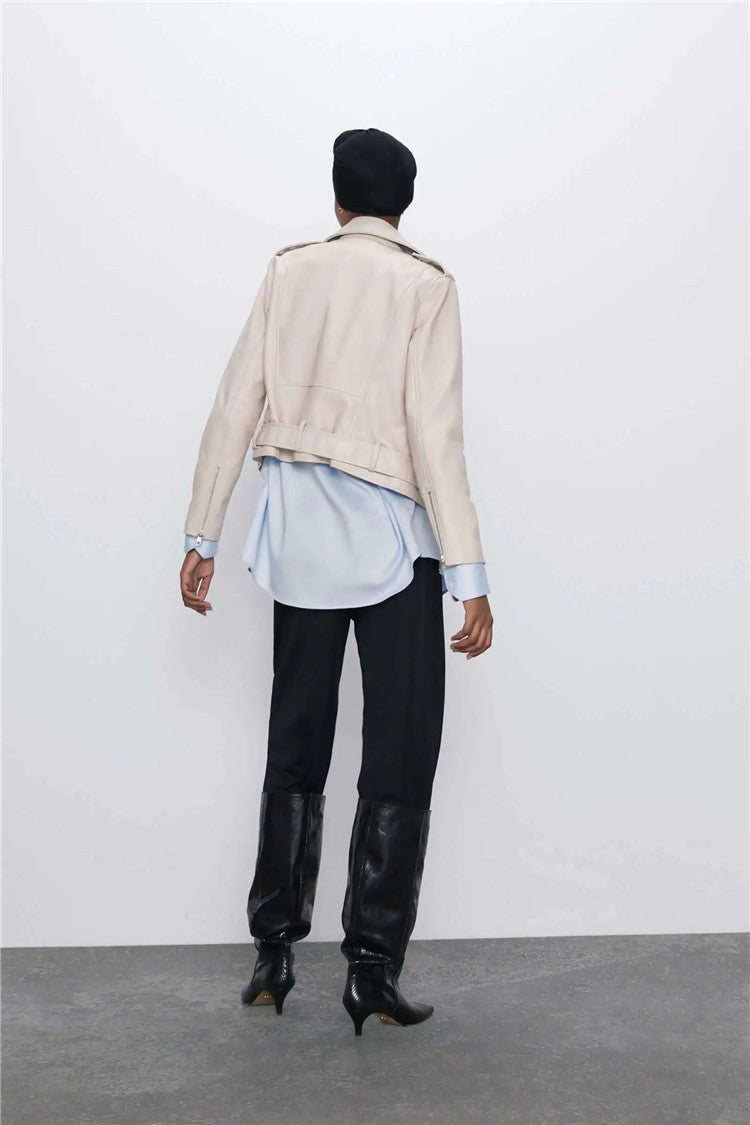 Leather Biker Coat Gothic Leather Jacket Women Pu Jackets Jacket Fall Winter Fashion Splicing Coat