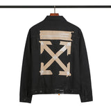 Arrow Denim Jacket Jean Coat off Ow White Tape Arrow Men and Women Couple Denim Jacket Coat Owt