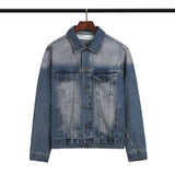 Arrow Denim Jacket Jean Coat Letter Arrow Washed Distressed Jacket Ow Men's and Women's Denim Jacket Owt