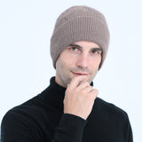 Women Winter Hats Autumn and Winter Fleece-Lined Thickened Knitted Warm Pullover Cap