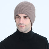 Women Winter Hats Autumn and Winter Fleece-Lined Thickened Knitted Warm Pullover Cap