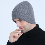 Women Winter Hats Autumn and Winter Fleece-Lined Thickened Knitted Warm Pullover Cap