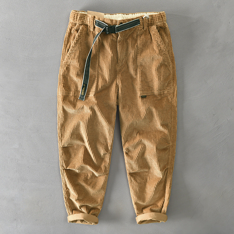 Mens Corduroy Pants Fall Winter Men Cotton Corduroy Solid Color Casual Japanese Overalls