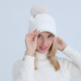 Women Winter Hats Women's Autumn and Winter Fleece-Lined Thickened Knitted Hat Soft Warm