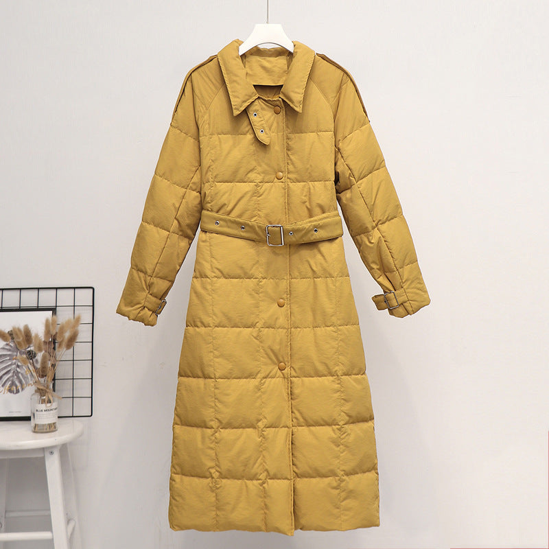 Women Winter Coats Puffer Jacket Down Coat Down Jacket Women's Mid-Length Loose Fitted Waist Turn-down Collar Winter Clothes