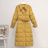 Women Winter Coats Puffer Jacket Down Coat Down Jacket Women's Mid-Length Loose Fitted Waist Turn-down Collar Winter Clothes