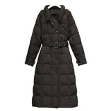 Women Winter Coats Puffer Jacket Down Coat Down Jacket Women's Mid-Length Loose Fitted Waist Turn-down Collar Winter Clothes