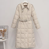 Women Winter Coats Puffer Jacket Down Coat Down Jacket Women's Mid-Length Loose Fitted Waist Turn-down Collar Winter Clothes