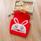 Boys Sweater Vest Autumn and Winter Wool Pullover Cute Bunny Baby Knitted Vest