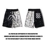 Shark Print Shorts Shark Shorts Men'S And Women'S Black And White Color Matching Pants Cropped Pants