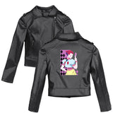 Graphic Leather Jacket Women's Full-time Hunter Street Fashion Casual Women's Leather Jacket