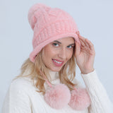 Women Winter Hats Winter Fleece-Lined Knitted Hat Fashionable Warm Hat