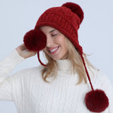 Women Winter Hats Winter Fleece-Lined Knitted Hat Fashionable Warm Hat