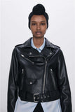 Leather Biker Coat Gothic Leather Jacket Women Pu Jackets Jacket Fall Winter Fashion Splicing Coat