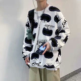 Men Sweatshirts Autumn and Winter Printed round Neck Loose Pullover Sweater Men