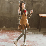 Set Vest Skirt Spring and Autumn Two Piece Set Children's Plaid Shirt Children Girl's Dress