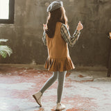 Set Vest Skirt Spring and Autumn Two Piece Set Children's Plaid Shirt Children Girl's Dress