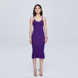 Women Spring Dress Summer Knitted Slim-Fit Suspender Dress V-neck Sexy Sheath Long Dress