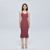 Women Spring Dress Summer Knitted Slim-Fit Suspender Dress V-neck Sexy Sheath Long Dress