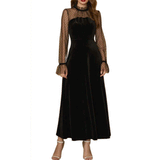 Cocktail Attire For Women Mesh Dress Turtleneck Hollow Sexy Long Sleeve Gown