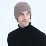 Women Winter Hats Autumn and Winter Fleece-Lined Thickened Knitted Warm Pullover Cap
