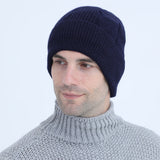 Women Winter Hats Autumn and Winter Fleece-Lined Thickened Knitted Warm Pullover Cap