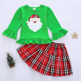 Children Girl Skirts Long Sleeve Top and Skirt Two-Piece Set