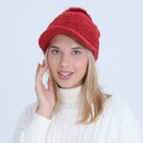 Women Winter Hats Women's Autumn and Winter Fleece-Lined Thickened Knitted Hat Soft Warm