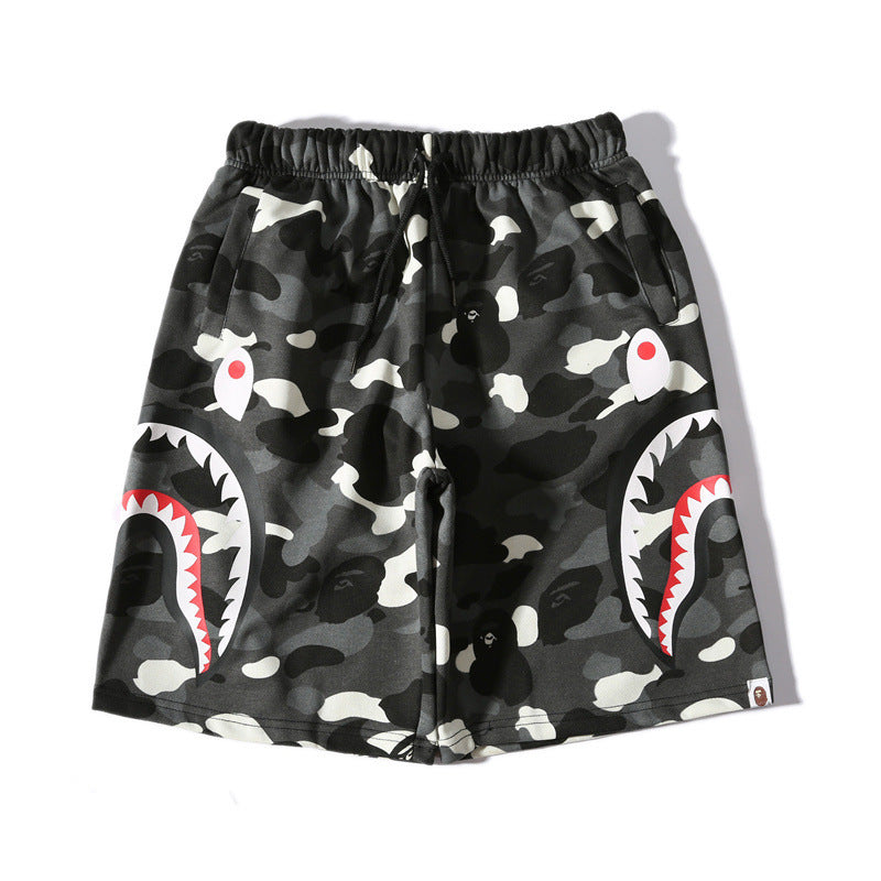 Shark Print Bape Shorts Shark Casual Shorts Summer Sports Shorts