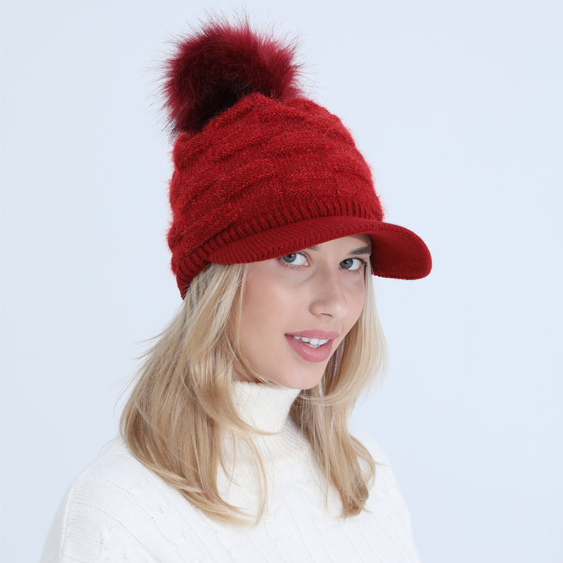 Women Winter Hats Autumn and Winter Peaked Cap Knitted Wool Keep Warm Hat