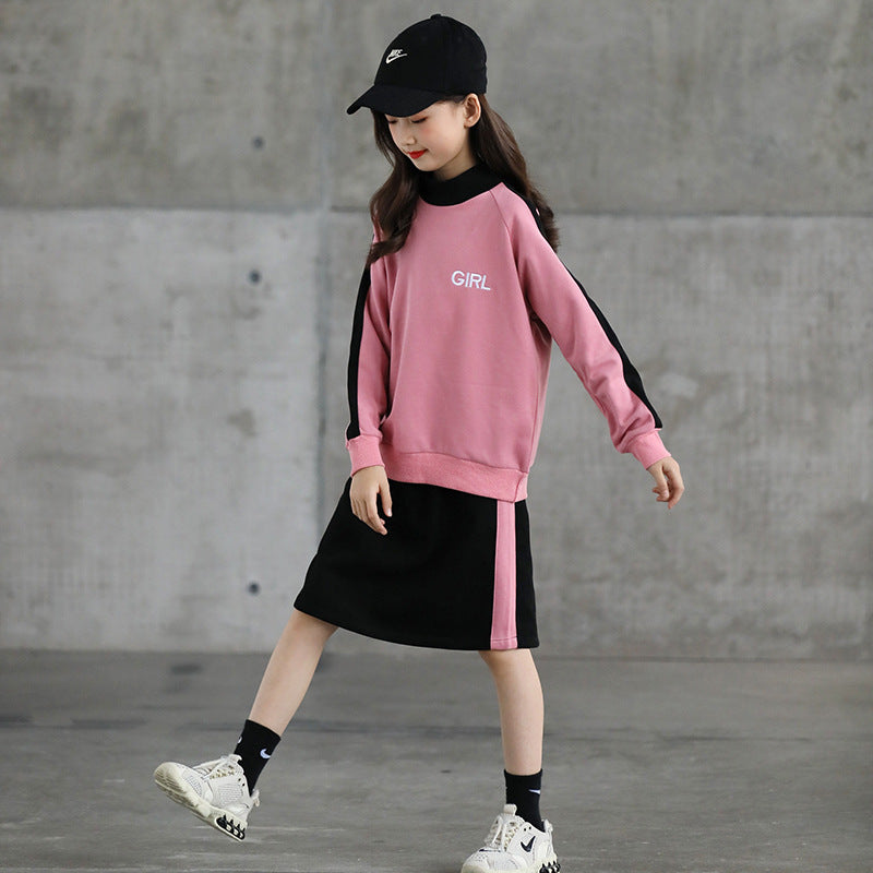 Baby Girls' Sweater Suit Short Skirt Two-Piece Set Spring and Autumn Children Girl's Dress