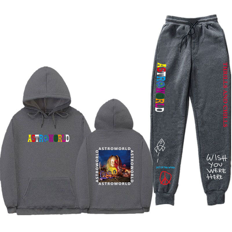 Travis Scott Astroworld Hoodie & Pant 2 Piece Set Travis Scott Astroworld Sweater Suit Fashion Casual Men