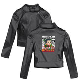 Graphic Leather Jacket Women Anime Peripheral Full-Time Hunter Digital Printing Leather Coat Jacket
