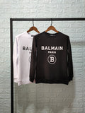 T Shirt Balmain Autumn and Winter Letter Balman Pure Cotton Long-Sleeved Sweatshirt