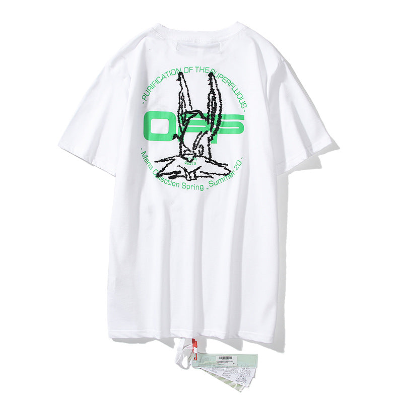 Bugs Bunny Shirt Summer Letter Graffiti All-Match Short Sleeve