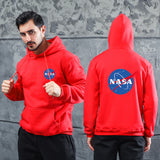 Men Graphic Hoodie Fashion NASA Logo Velvet Padded Hooded Sweatshirt Men and Women Youth Fashion Warm Hoodie