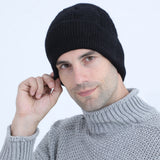 Women Winter Hats Autumn and Winter Fleece-Lined Thickened Knitted Warm Pullover Cap