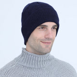 Women Winter Hats Autumn and Winter Fleece-Lined Thickened Knitted Warm Pullover Cap