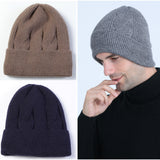 Women Winter Hats Autumn and Winter Fleece-Lined Thickened Knitted Warm Pullover Cap