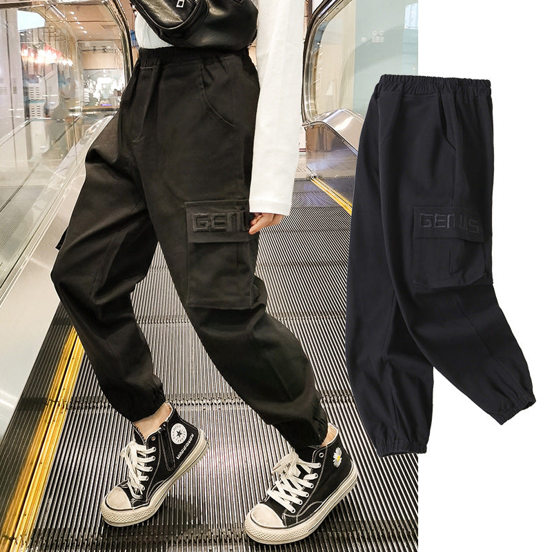 Girls Spring and Autumn Trousers Children Loose Cargo Pants Girl Spring Clothes